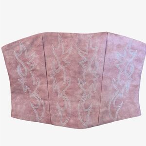 Windsor Pink faux leather Corset with Embroidered western Design Sz M